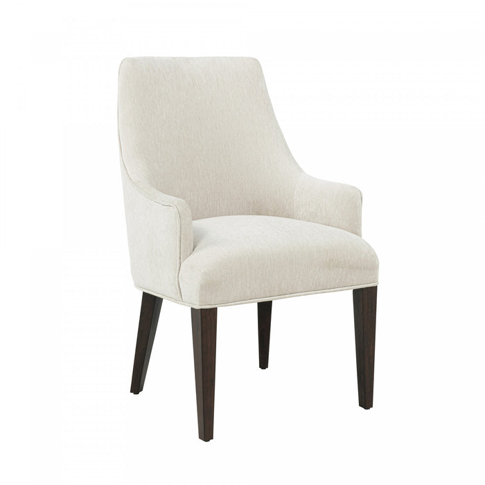 Beever Modern Chenille Wood Armchair in Cream - Set of 2 Dining Chair