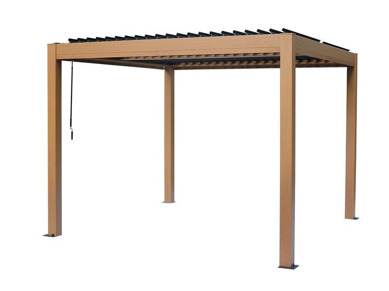Vikos 10 X10 Aluminum Stand Alone Pergola Wood Finish