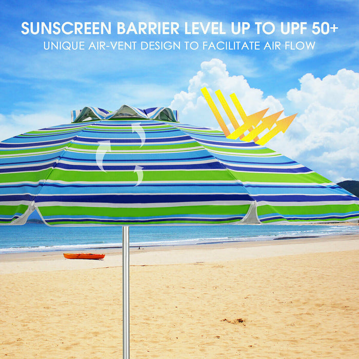 Costway 6.5FT Patio Beach Umbrella Sun Shade Tilt W/Carry Bag Turquoise