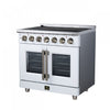 Forno Massimo 36 Inch French Door Electric range, 5 radiant burners, 5.36 cu.ft., White - FFSEL6955-36WHT Electric Range | Cuisiniere electrique Massimo de 36 po a portes francaises, 5 foyers, 5,36 pi³, blanc – FFSEL6955-36WHT
