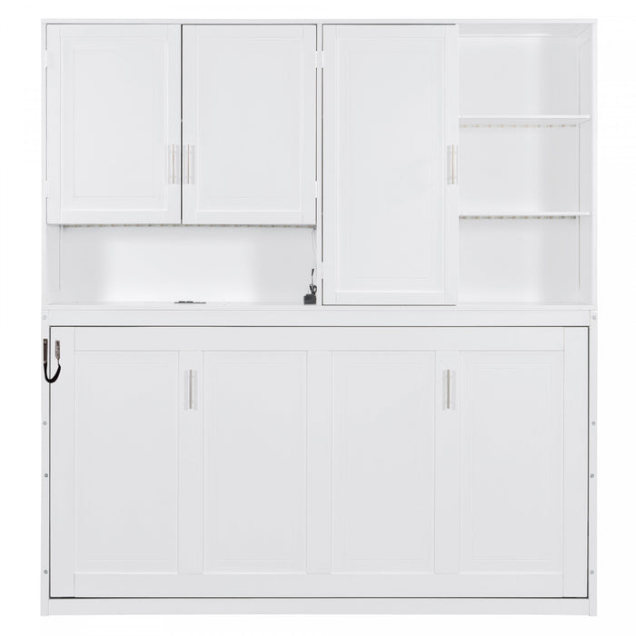 Ethan Space-Saving Murphy Bed with Storage and Foldable Design,Twin Size,White Twin Bed