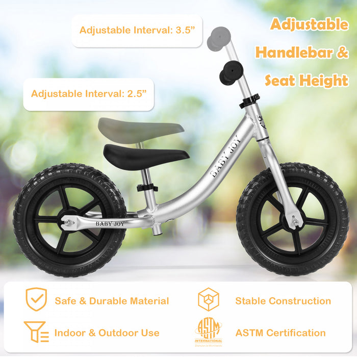 Babyjoy Aluminum Balance Bike For Kids Adjustable No Pedal Training Bicycle
