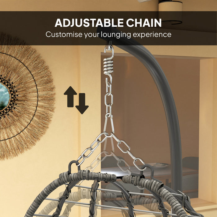 Outsunny Hanging Egg Chair with Stand, Foldable Wicker Rattan Swing Chair