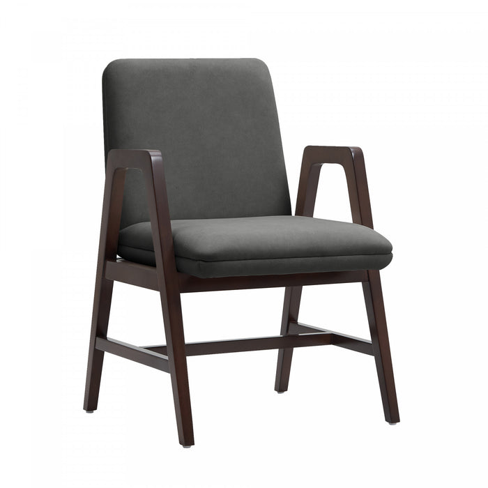 Stella Modern Wood Velvet Armchair in Graphite