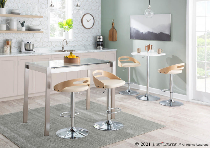 LumiSource Adjustable Contemporary Bar Dining Pub Table - White