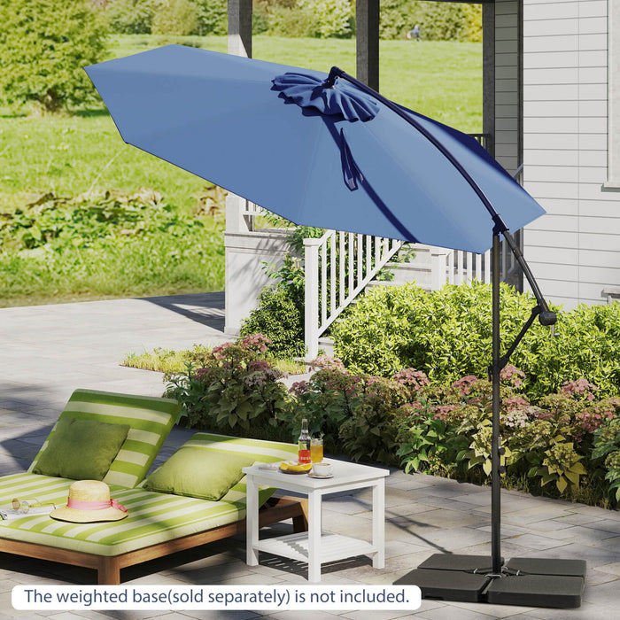Costway 10 FT Patio Offset Umbrella w/8 Ribs Cross Base Tilt Navy Blue