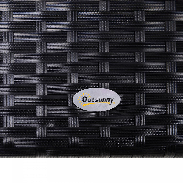 Outsunny Wicker Patio Swing With Stand For 3 Persons, Outdoor Swing Chair, Glider Loveseat W/ Adjustable Canopy, Cushions, Beige