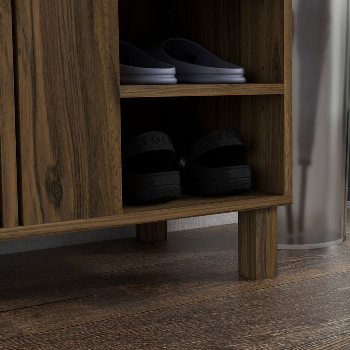 HOMCOM Shoe Cabinet with 5-tier and Open Shelves for 17 Pairs