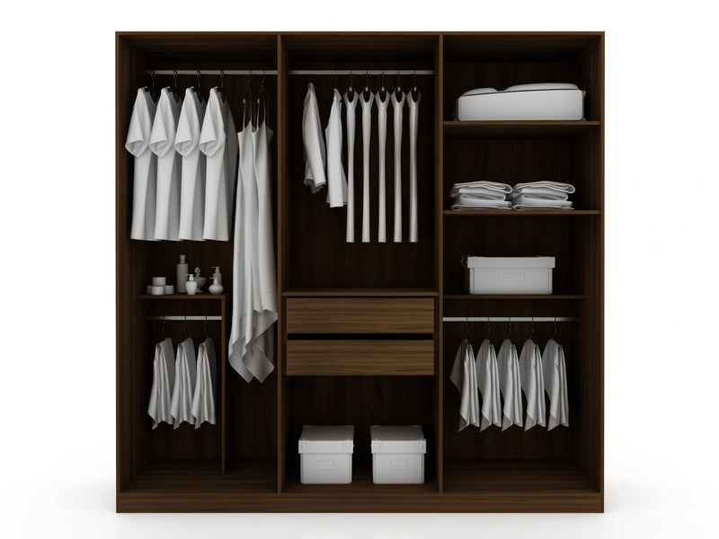 Gramercy Contemporary Modern 82\" Wardrobe Closet in Chestnut Brown