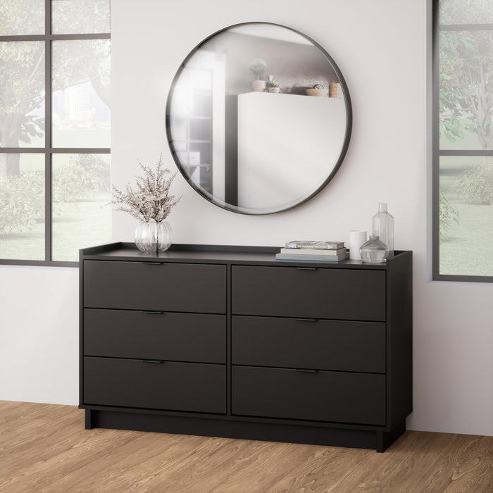 Prepac Simply Modern 52.5\" 6-Drawer Dresser - Black