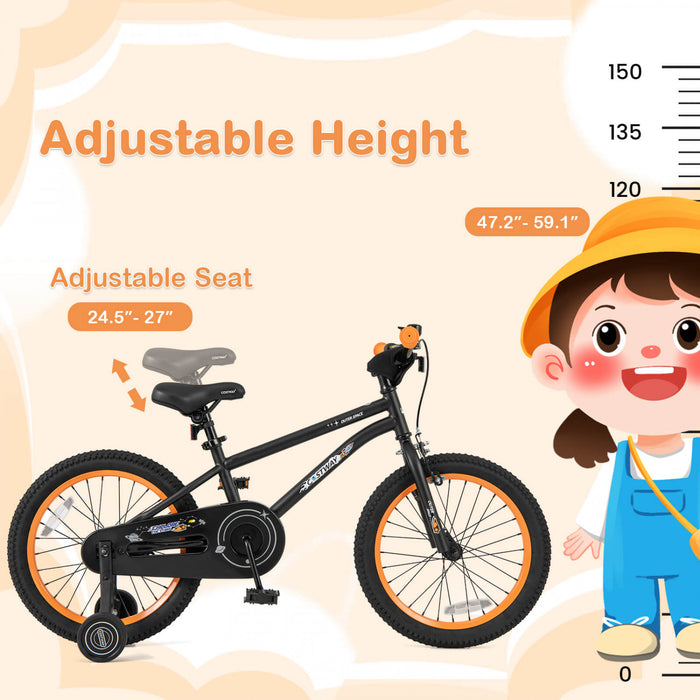 Costway 18-inch Kid's Bike For 4-8 Years Old With Adjustable Saddle & Anti-slip Handlebar Black