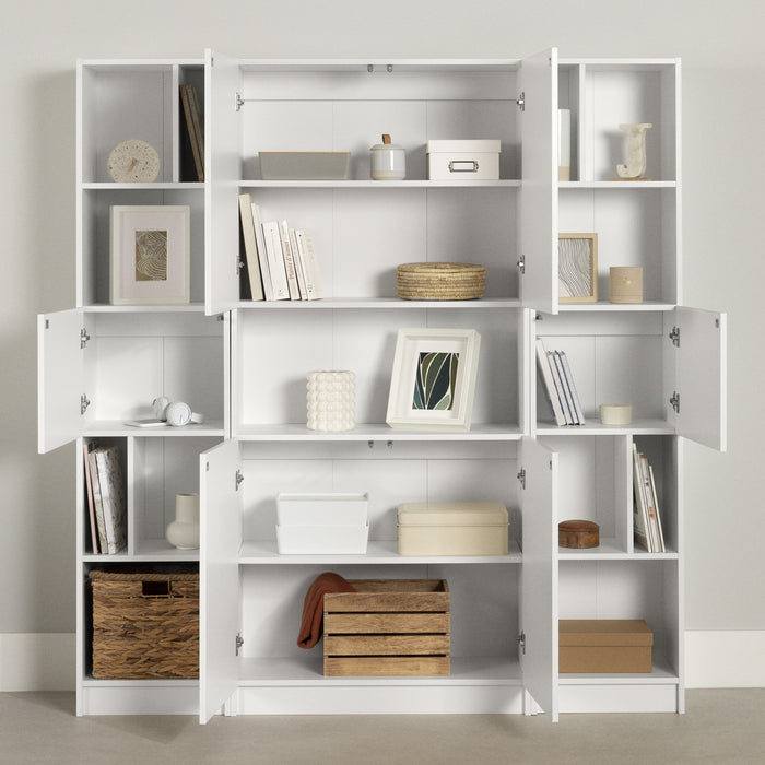 Liora Set Of Bookcase And 2 Narrow 5-shelf Bookcases - Pure White 