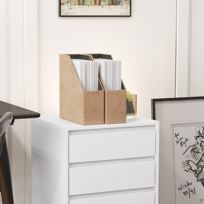 HOMCOM 4 Drawer File Cabinet, Filing Cabinet with Lockable Wheels, White
