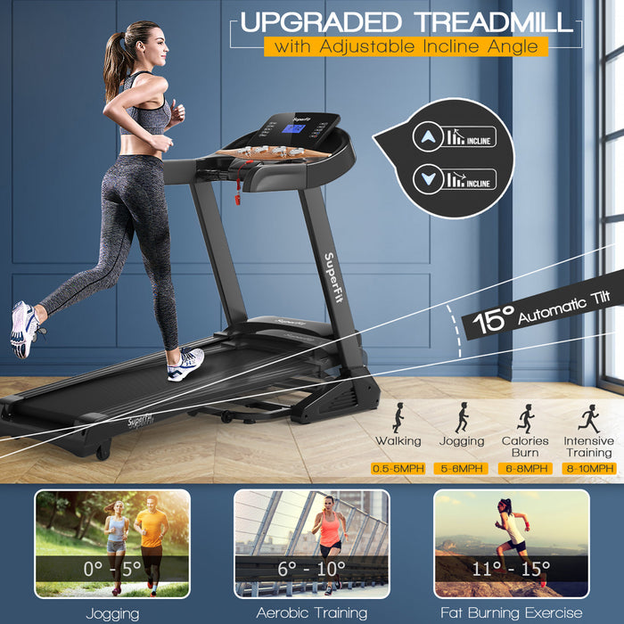 Costway 3.75hp Electric Folding Treadmill W/auto Incline 12 Program App Control