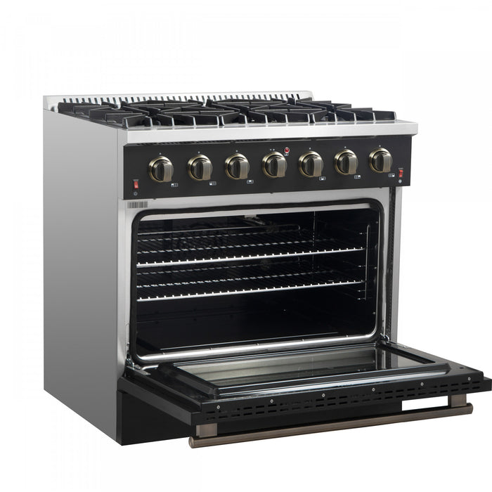 Forno Galiano 36-inch Gas Range in Black, 5.36 cu.ft. - FFSGS6244-36WHT