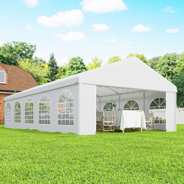 Outsunny 16'x32' Large Party Tent & Carport for Outdoor Events, White