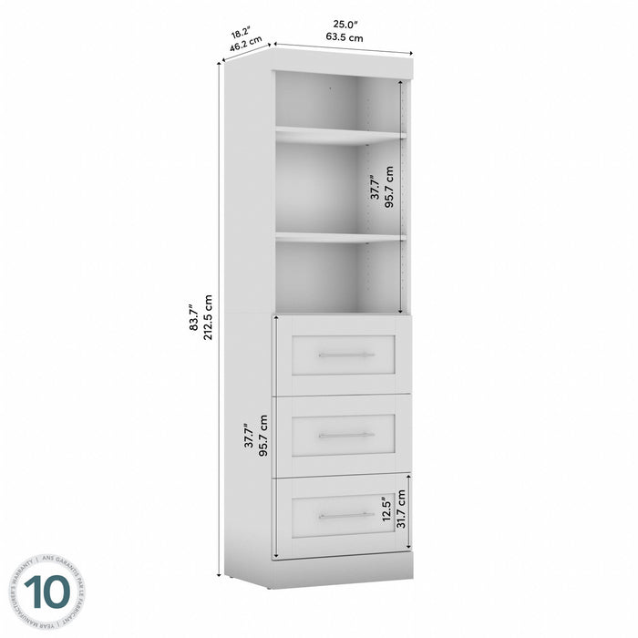 Bestar Pur 25 W Closet Organizer with Drawers - Rustic Brown