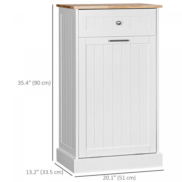 HOMCOM Tilt Out Trash Cabinet, Hidden Garbage Bin Cabinet with Drawer