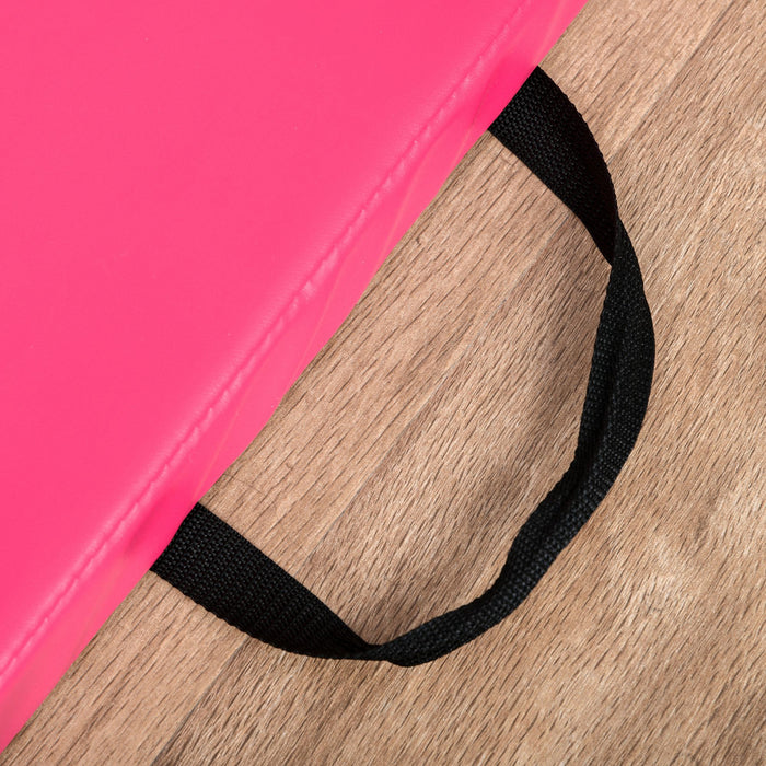 Soozier 4'x10'x2\" Folding Gymnastics Tumbling Mat, Exercise Mat With Carrying Handles For Yoga, Mma, Martial Arts, Stretching, Core Workouts, Pink