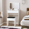 HOMCOM Vanity Set with Mirror Stool Makeup Desk with Flip Top for Bedroom