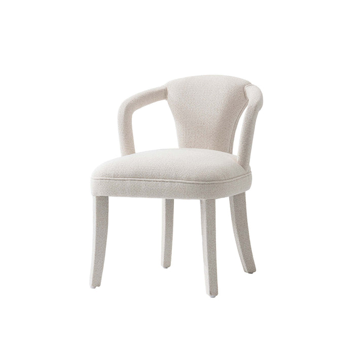 Palmer Mid-Century Modern Upholstered Tweed Armchair in Ivory Dining Chair