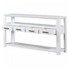 Ava 62.2'' Large Entryway Table with Drawers and Open Shelves,White Sofa Table  | Table d'entree Ava 62,2'' avec tiroirs et etageres ouvertes, blanche