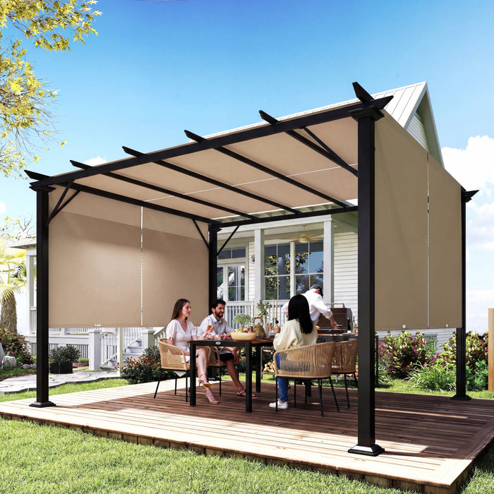 Outsunny 10' x 12' Retractable Pergola Canopy, Light Brown