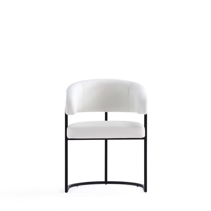 Augusta Modern Metal Vegan Leather Dining Chair in White - Set of 2