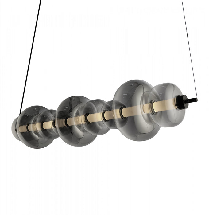 Astra Integrated Led Island Light, Black With Smoke Ombre Glassware