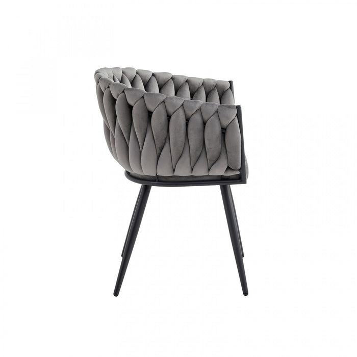 Hildy Accent Dining Arm Chair, Dark Grey Velvet (set of 2) 