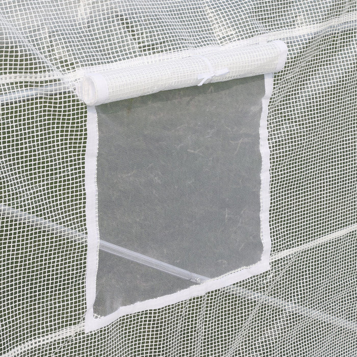 Outsunny 20x10x7ft Heavy Duty Tunnel Walk-in Greenhouse Outdoor Backyard Seed Plant Vegetables Grow Warm House White