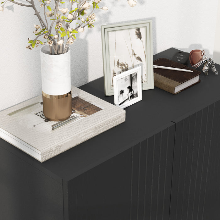 HOMCOM Modern Shoe Storage Cabinet Shoe Cabinet with Soft-Close Doors Black