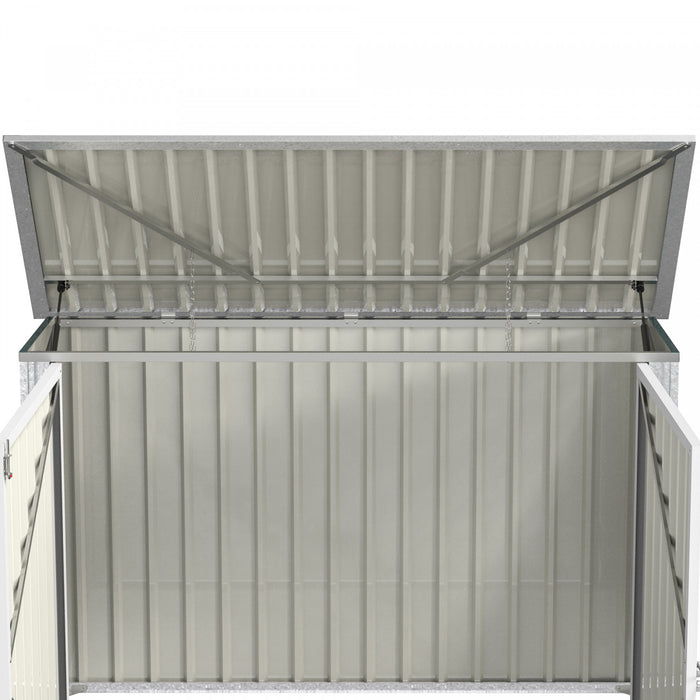 Outsunny 6x3 Ft Outdoor Storage Shed, Horizontal Garbage Can Organizer With Double Door And Lid Rubbish Cover, For 2 Trash Cans, Green