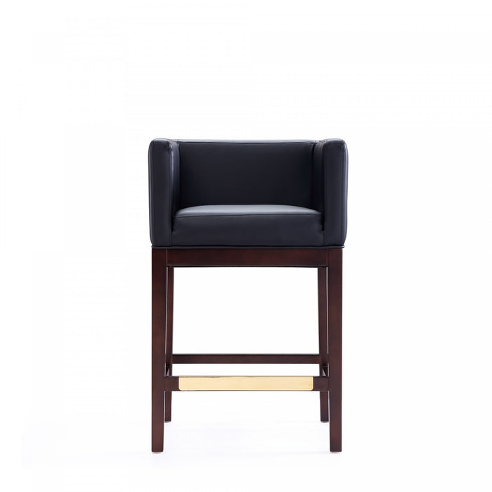 Kingsley Mid-Century Modern Wood Upholstered Counter Stool in Black - Set of 2