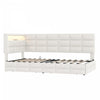 Sophia Upholstered Daybed with LED Lights and Storage Drawers,Twin Size,Beige | Banquette-lit Sophia rembourree avec lumieres LED et tiroirs de rangement, taille simple, beige