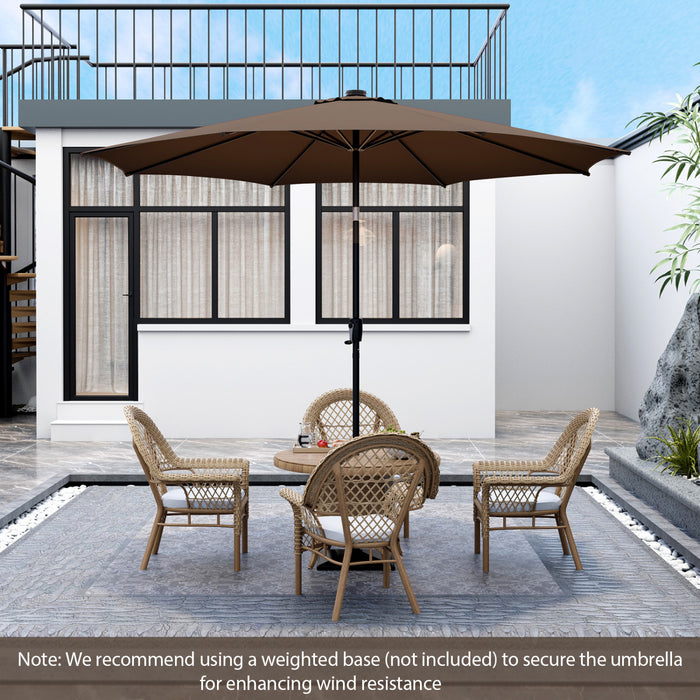 Costway 10 FT 112 LED Solar-Lighted Patio Market Umbrella Crank Tilt Outdoor Coffee