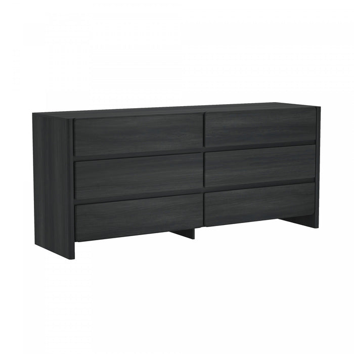 Linda Modern 72\" Dresser in Charcoal Gray (6-Drawer)