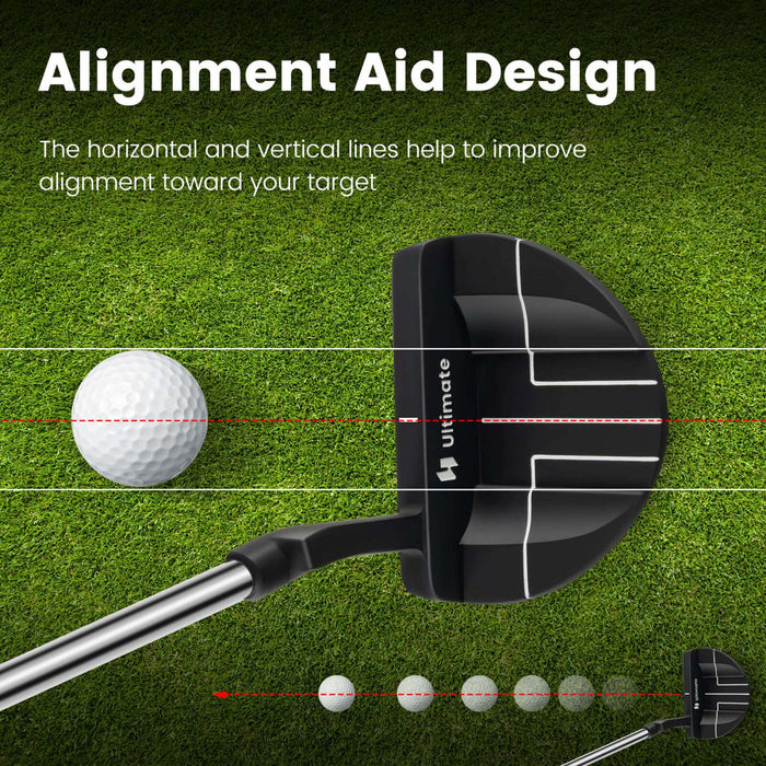 Ultimate 35\" Golf Putter Mallet Style Putter With Alignment Aid Rubber Grip & Head Cover