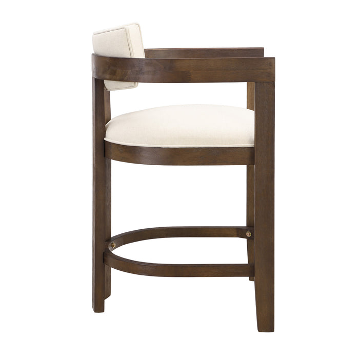 Lucas 26\" Rubberwood Counter Height Bar Stool with Upholstered Seating Set of 2,Walnut Dining Chair