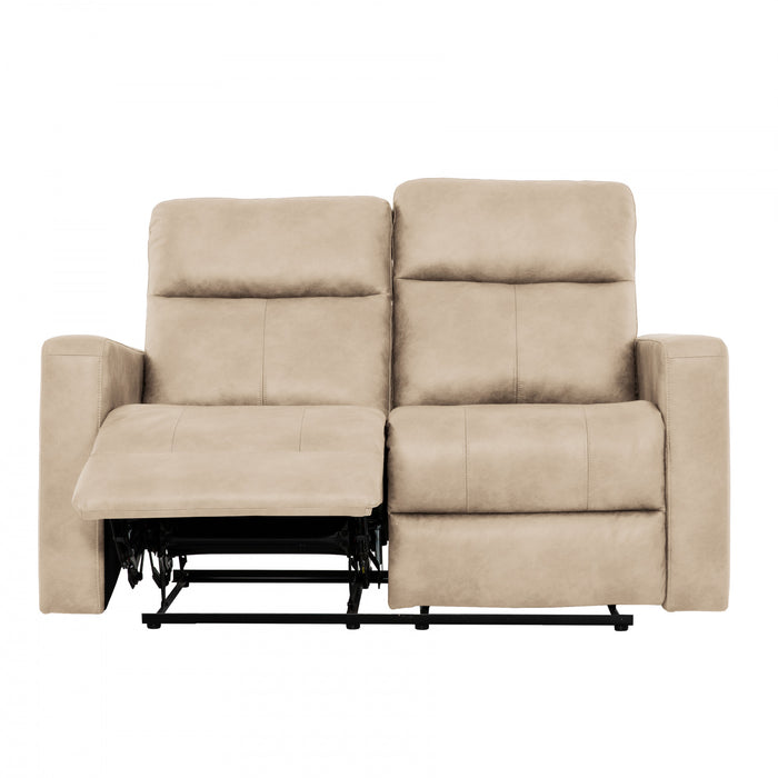 Denton 57 in. Faux Leather Manual Reclining Loveseat - Taupe
