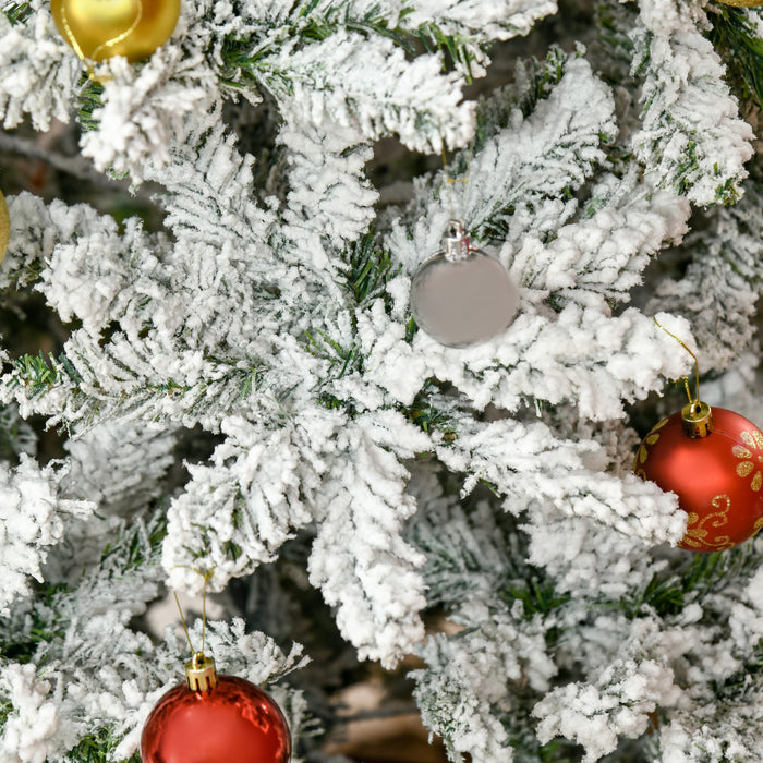 Homcom Snow Flocked Artificial Christmas Tree With Realistic Branches Tips