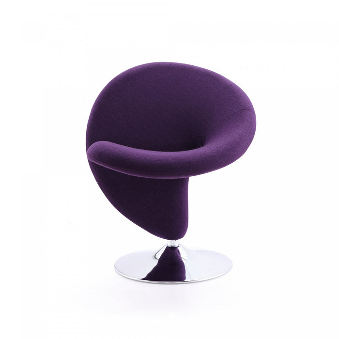 Curl Modern Wool Blend Swivel Lounge Chair in Purple - Set of 2