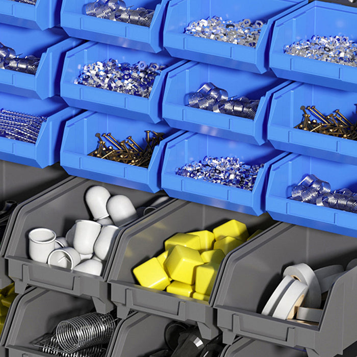 Durhand Wall Mounted Storage Bin Rack Tool Organizer With 30 Bins