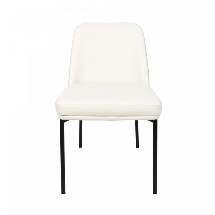 Loft Contemporary Vegan Leather Metal Side Chair in Ivory - Set of 2