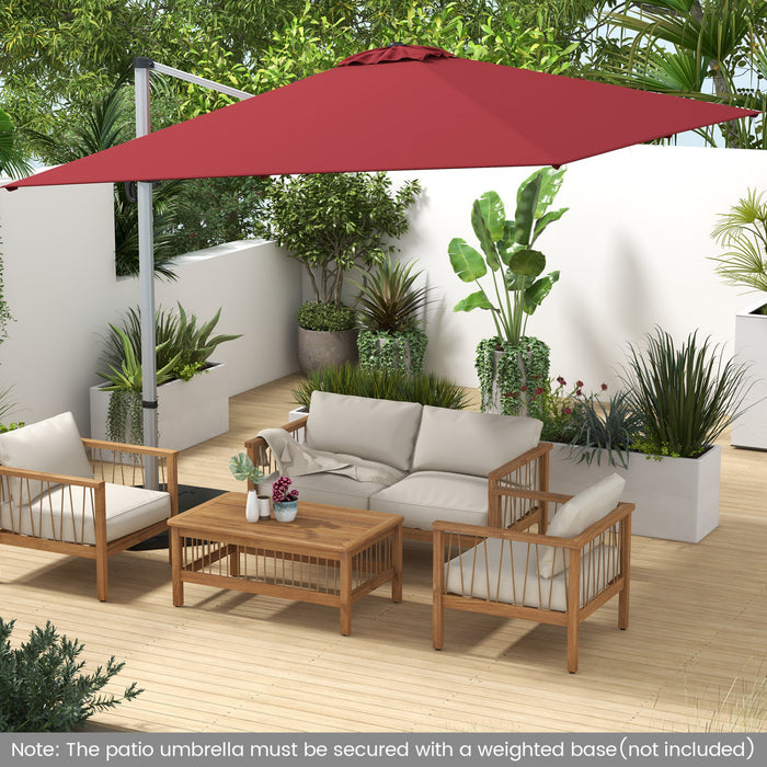 Costway 10 FT Patio Cantilever Umbrella Outdoor Aluminum Hanging Offset Umbrella w/ 360° Rotation Red