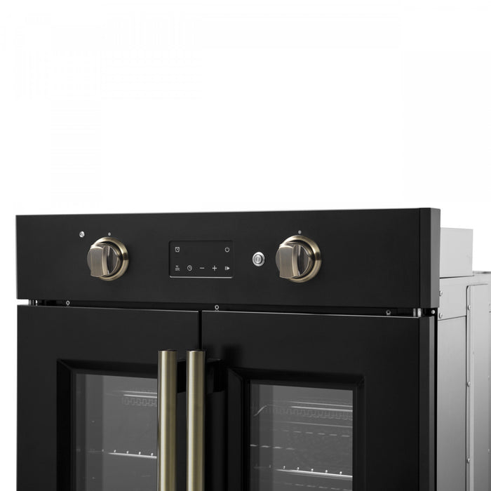 Forno Asti 30\" French Door Electric Wall Oven, Black, 3.68 cu. ft. - FBOEL1333-30BLK