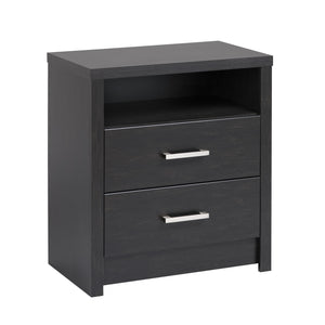 District Tall 2-Drawer Nightstand - Washed Black