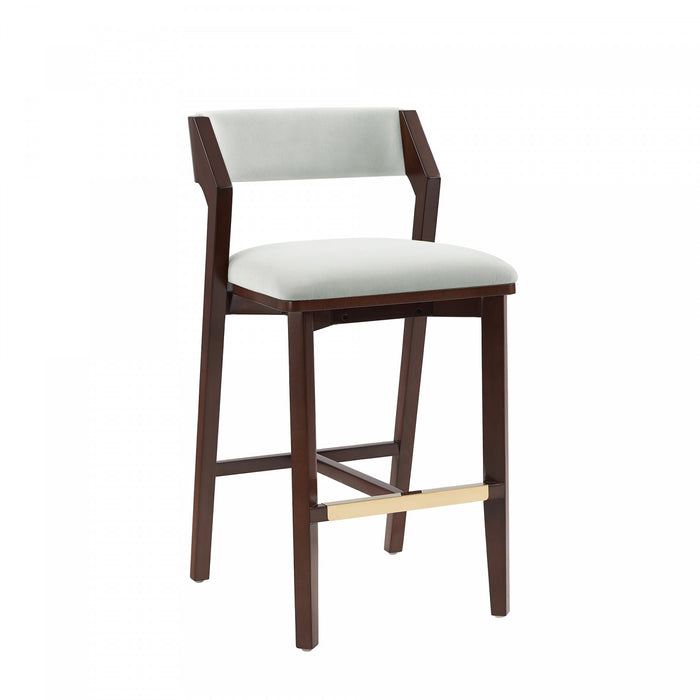 Patricia Modern Wood Upholstered Barstool in White Glacier Bar Stool