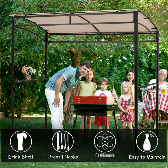 7'x4.5' Grill Gazebo Outdoor Patio Garden Bbq Canopy Shelter Storage Hook Beige