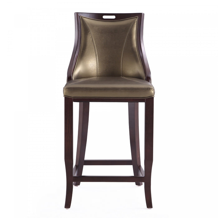 Emperor Traditional Wood Upholstered Barstool in Bronze - Set of 3